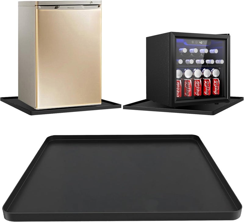 DTOMCD Mini Fridge Silicone Mat, 23.6"x23.6"x0.6" - Durable Refrigerator Mats with High Raised Edges, Leak-Proof Fridge Mats for Mini Fridges, Washing Machines, Pet Bowls - Protects Floors from Water Spills - Image 1